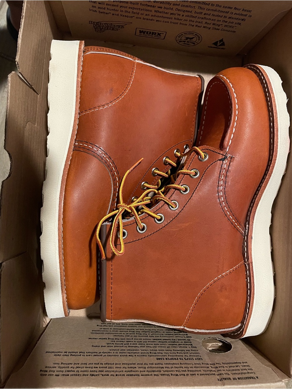 Red Wing Shoes Copper/Tan Moc Toe Boots with White Sole